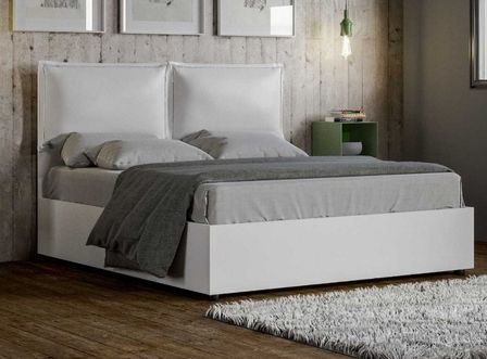 Lit double similicuir blanc Rosa 160x190 cm