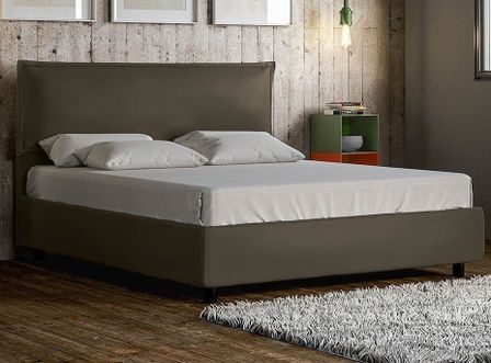 Lit double sur mesure avec sommier similicuir gris Allan 160x190 cm