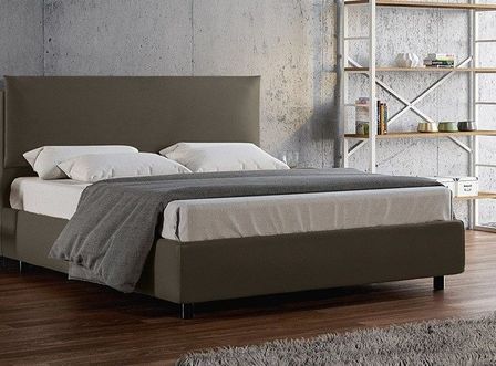 Lit double sur mesure avec sommier similicuir gris Andy 160x190 cm