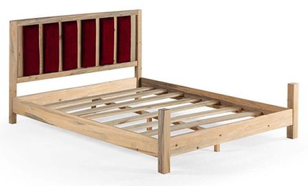 Lit en bois massif clair avec tête de lit tissu doux Mirenda - 7 tailles