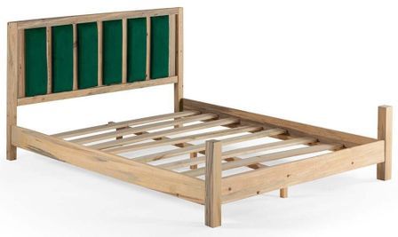 Lit en bois massif clair avec tête de lit tissu doux Mirenda - 7 tailles