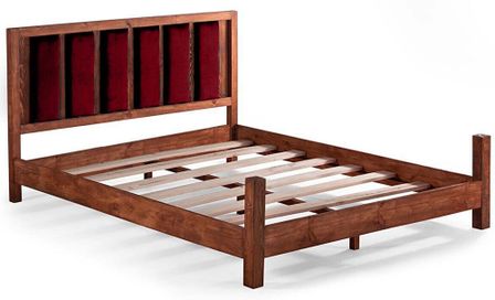 Lit en bois massif foncé avec tête de lit tissu doux Mirenda - 7 tailles