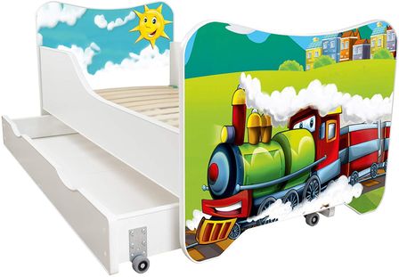 Lit enfant à tiroir et matelas 70x140 cm Choo Choo