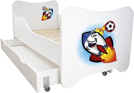 Lit enfant à tiroir et matelas 70x140 cm Fusée