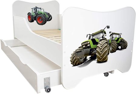 Lit enfant à tiroir et matelas 70x140 cm Tracteur