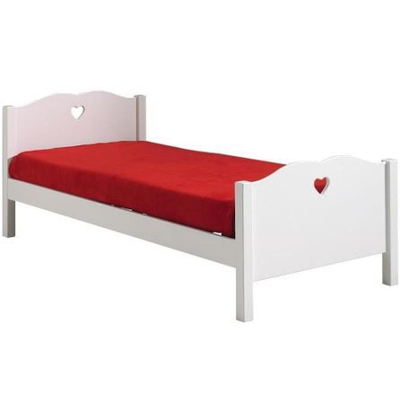 Lit enfant AMORI 90x200 – Blanc laqué & détails cœur