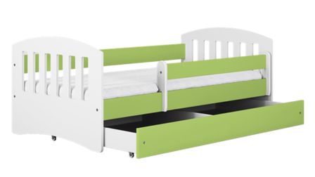 Lit enfant avec barrière de sécurité amovible vert Klaky