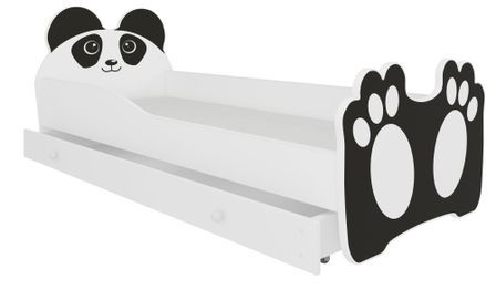 Lit enfant avec motif petit panda 70x140 ou 80x160 cm - Matelas inclus - Tiroir de rangement