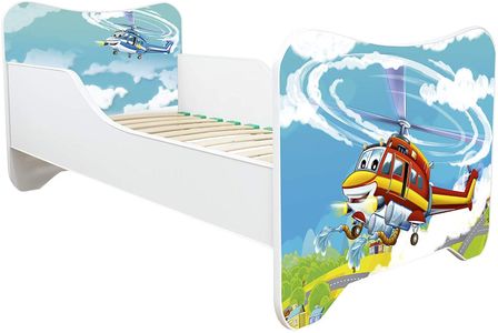 Lit enfant avec sommier et matelas Hélicoptère 70x140 cm