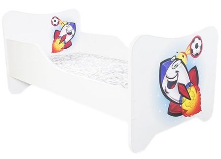 Lit enfant avec sommier et matelas un monde joyeux fusée 80x160