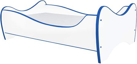 Lit enfant blanc et bleu 70x140 cm avec sommier et matelas Shoopy