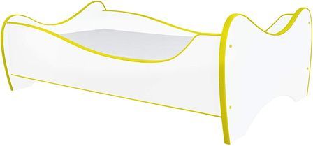 Lit enfant blanc et jaune 70x140 cm avec sommier et matelas Shoopy