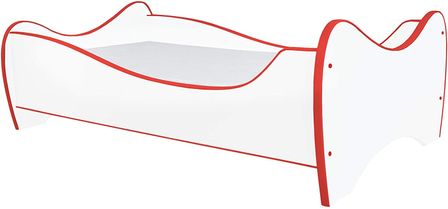 Lit enfant blanc et rouge 70x140 cm avec sommier et matelas Shoopy