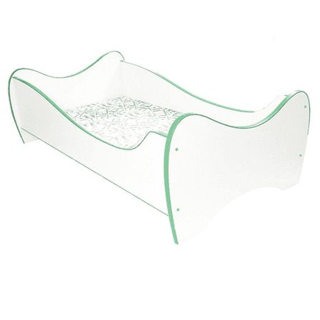 Lit enfant blanc et vert 80x160 cm avec sommier et matelas Shoopy