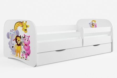 Lit enfant blanc Zoo avec sommiers et barrière de sécurité amovible Drimy