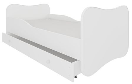 Lit enfant bois blanc à tiroirs 70x140 ou 80x160 cm - Sommier et matelas inclus - Ondula