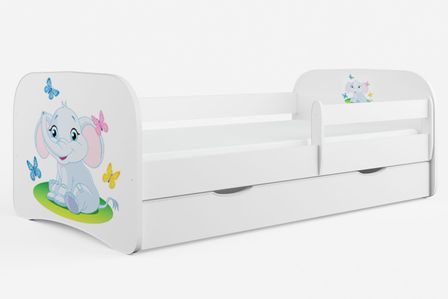 Lit enfant petit éléphant avec sommiers et barrière de sécurité amovible Drimy
