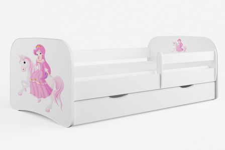 Lit enfant princesse à cheval avec sommiers et barrière de sécurité amovible Drimy