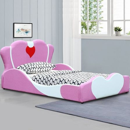 Lit enfant princesse tissu rose et blanc Fairy 90x190 cm