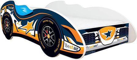 Lit enfant voiture F1 Be star orange 70x140 cm - Sommier et matelas inclus