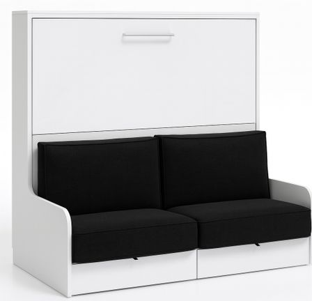 Lit escamotable autoporteur horizontal avec banquette et coffre KALIAN