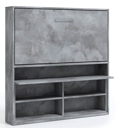 Lit escamotable horizontal 90x180 cm avec rangement et bureau Laura