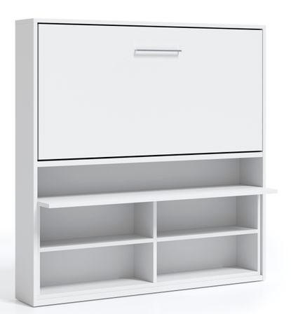 Lit escamotable horizontal 90x180 cm avec rangement et bureau Laura