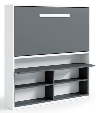 Lit escamotable horizontal 90x190 avec rangement et bureau Laura