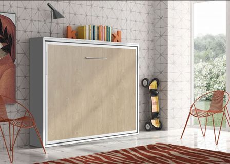 Lit escamotable horizontal 90x200 cm chêne clair Valok