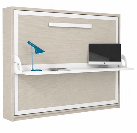 Lit escamotable horizontal avec bureau ANGELINA - Ouverture automatique assistée