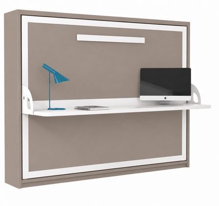 Lit escamotable horizontal avec bureau ANGELINA - Ouverture automatique assistée