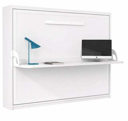 Lit escamotable horizontal avec bureau ANGELINA - Ouverture automatique assistée