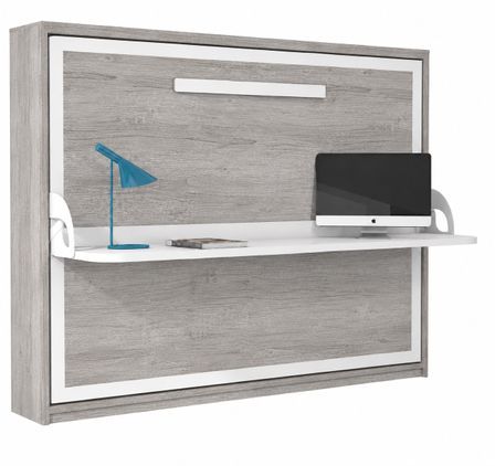 Lit escamotable horizontal avec bureau ANGELINA - Ouverture automatique assistée