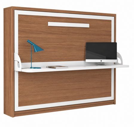 Lit escamotable horizontal avec bureau ANGELINA - Ouverture automatique assistée
