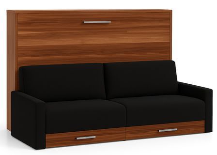 Lit escamotable horizontal avec canapé et rangement VETAL