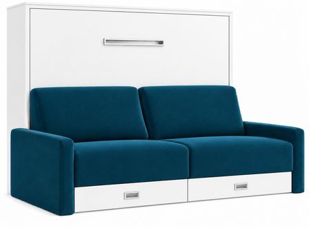 Lit escamotable horizontal avec canapé & rangements VETAL – Sommier inclus & ouverture assistée