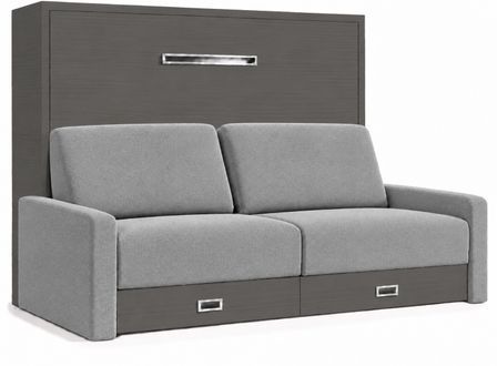 Lit escamotable horizontal avec canapé & rangements VETAL – Sommier inclus & ouverture assistée
