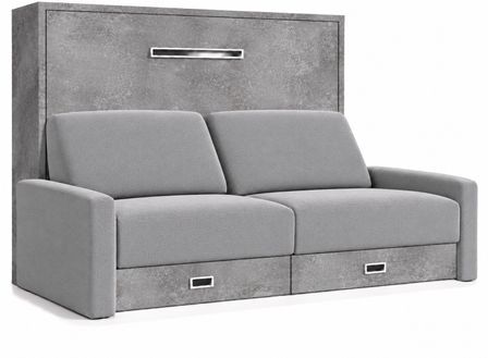 Lit escamotable horizontal avec canapé & rangements VETAL – Sommier inclus & ouverture assistée