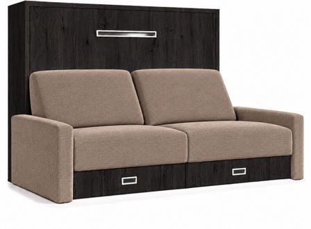 Lit escamotable horizontal avec canapé & rangements VETAL – Sommier inclus & ouverture assistée