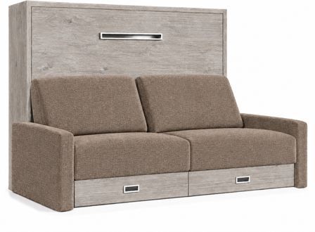 Lit escamotable horizontal avec canapé & rangements VETAL – Sommier inclus & ouverture assistée