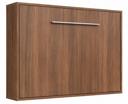 Lit escamotable horizontal avec étagères intérieures BIBLO - Poignée acier brossé 89 cm