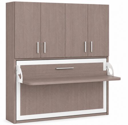 Lit escamotable horizontal bureau et armoire 4 portes SPAKO - Robustesse renforcée