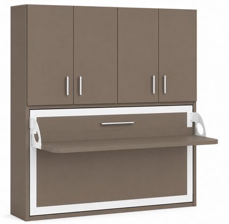 Lit escamotable horizontal bureau et armoire 4 portes SPAKO - Robustesse renforcée