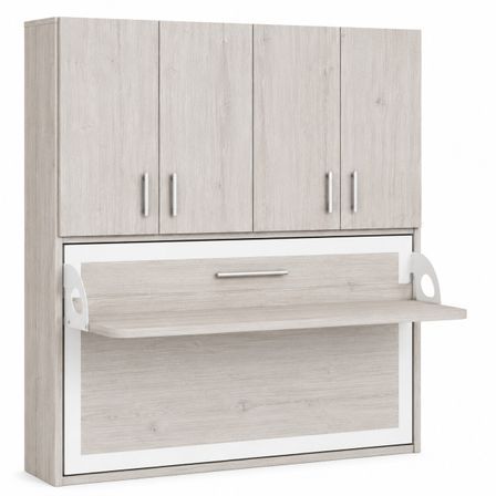 Lit escamotable horizontal bureau et armoire 4 portes SPAKO - Robustesse renforcée