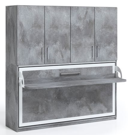 Lit escamotable horizontal bureau et armoire 4 portes SPAKO - Robustesse renforcée