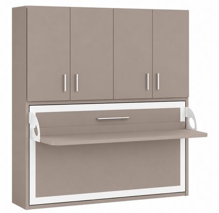 Lit escamotable horizontal bureau et armoire 4 portes SPAKO - Robustesse renforcée