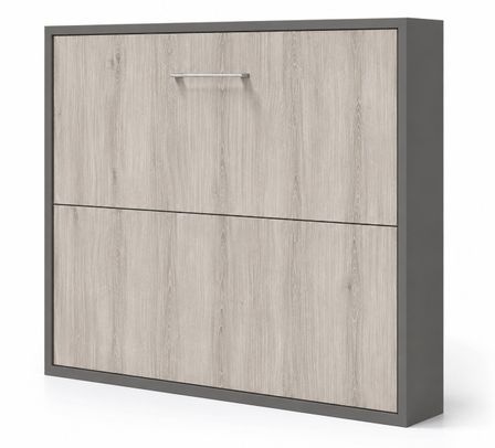 Lit escamotable horizontal KLIKA - Sommier à lattes - Poignée acier brossé 54 cm