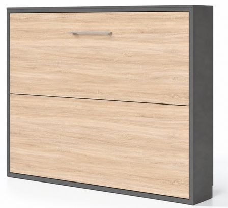 Lit escamotable horizontal KLIKA - Sommier à lattes - Poignée acier brossé 54 cm