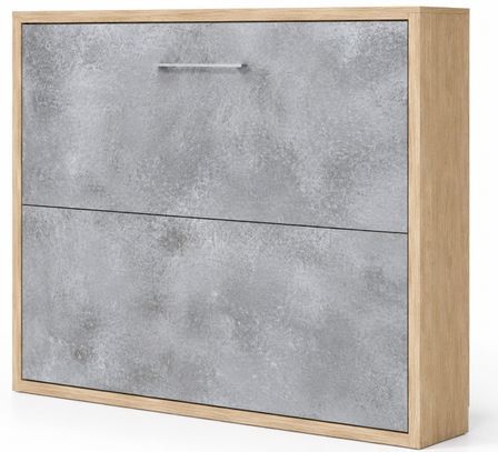 Lit escamotable horizontal KLIKA - Sommier à lattes - Poignée acier brossé 54 cm