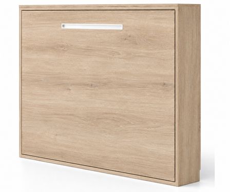 Lit escamotable horizontal MOLANE – Sommier à lattes - Poignée incurvée acier blanc 59 cm